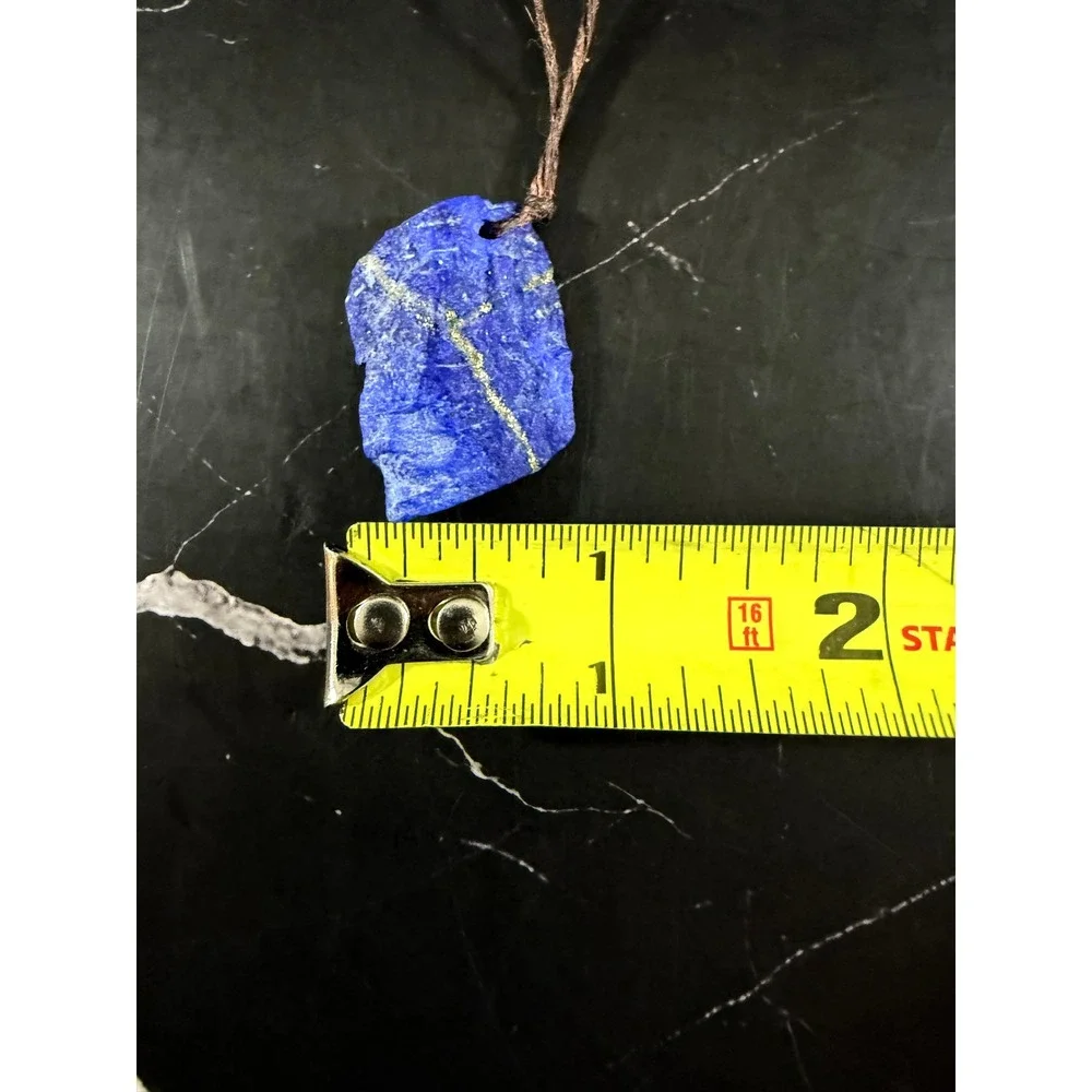 Unpolished Raw Lapis Lazuli Stone Corded 24in Pendant 1in X .75in